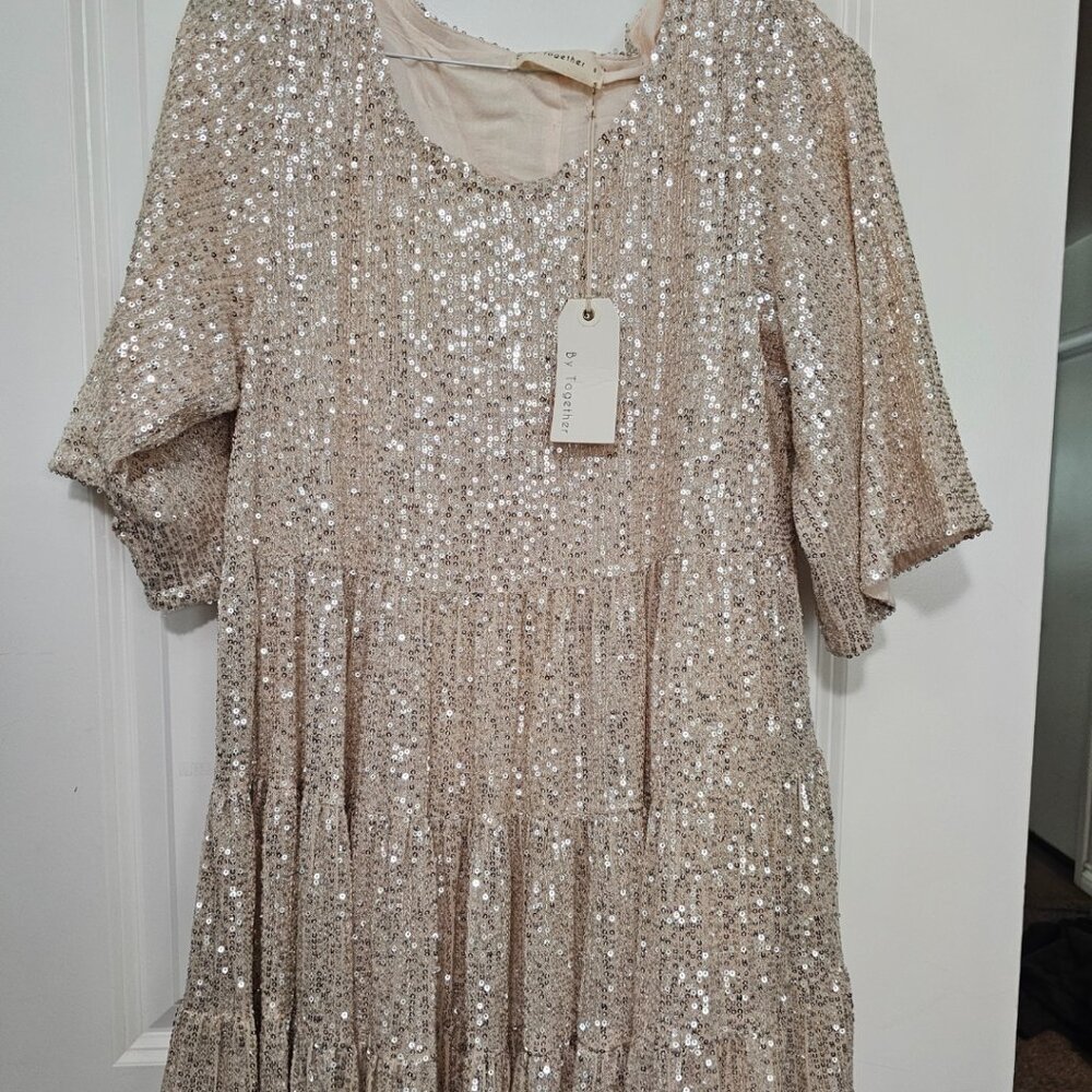 By Together Gold glitter dress NWT size S